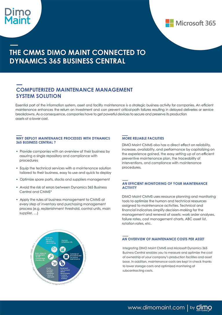 Connector DIMO Maint Microsoft Dynamics 365 Business Central